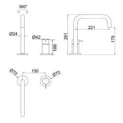 Pure.Sink Luxion 2-gats Mat Zwarte keukenkraan met U uitloop PLX2HU-10