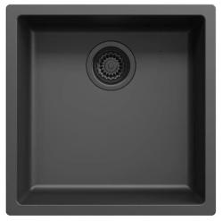 Black 40x40 cm undermount and top-mount sink with automatic black drain plug 1208971851