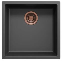 Black sink, 40x40 cm, undermount and top-mount, with automatic copper drain plug 1208971852