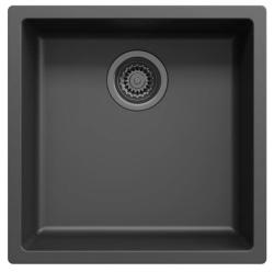 Black 40x40 cm undermount and top-mount sink with automatic gunmetal drain plug 1208971854
