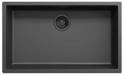 Large black sink, 70x40 cm, for undermount and top-mount installation, with automatic black drain plug 1208971862