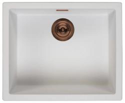 White sink, 50x40 cm, undermount and top-mount, with automatic copper drain plug 1208971900