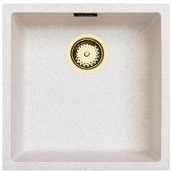 Sand-white sink, 40x40 cm, undermount and top-mount, with automatic gold drain plug 1208971928