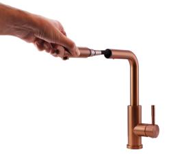 Pure.Sink Elite Steel Spark-S keukenkraan PVD koper met uittrekbare uitloop PS8041-62