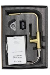Pure.Sink Elite Steel Spark-S keukenkraan PVD geborsteld goud met uittrekbare uitloop PS8041-60