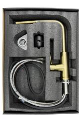 Pure.Sink Elite Steel Spark-S keukenkraan PVD geborsteld goud met uittrekbare uitloop PS8041-60
