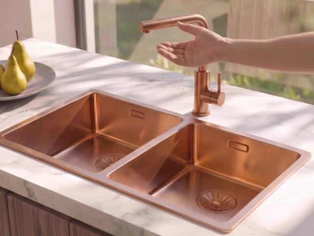 Pure.Sink Elite Steel Spark-S keukenkraan PVD koper met uittrekbare uitloop PS8041-62