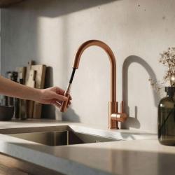 Pure.Sink Elite Steel Stream-S keukenkraan PVD koper met uittrekbare uitloop PS8045-62