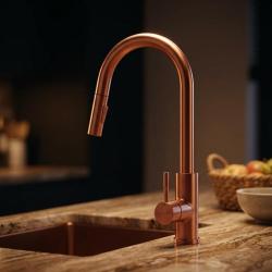 Pure.Sink Elite Steel Stream-S keukenkraan PVD koper met uittrekbare uitloop PS8045-62