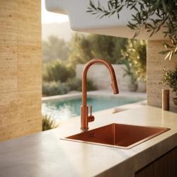 Pure.Sink Elite Steel Stream-S keukenkraan PVD koper met uittrekbare uitloop PS8045-62