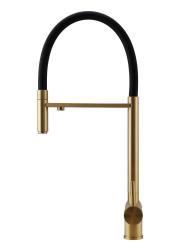Pure.Sink Elite Steel Flex 3-weg PVD geborsteld goud keukenkraan met flexibele uitloop en Gefilterd Water PS8110-60