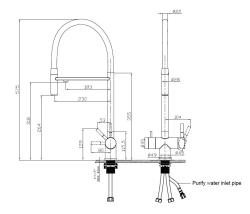 Pure.Sink Elite Steel Flex 3-weg PVD geborsteld goud keukenkraan met flexibele uitloop en Gefilterd Water PS8110-60