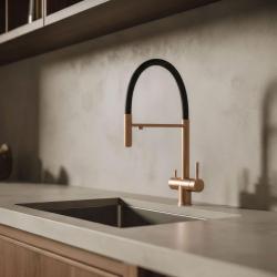 Pure.Sink Elite Steel Flex 3-weg PVD koper keukenkraan met flexibele uitloop en Gefilterd Water PS8110-62