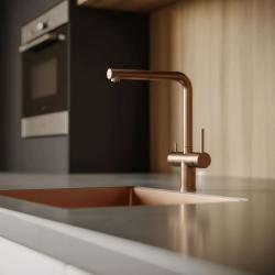 Pure.Sink Elite Steel Clear-S PVD Copper 3-way Kitchen Faucet with Pull-out Spout and Filtered Water PS8120-62