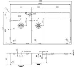Pure.Sink Exclusivo RVS 1,5  spoelbak met afdruipgedeelte 100x52 cm Tapwing links PEX3418100LT-02