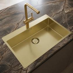 Pure.Sink Comfort Gold Large Sink 75x40cm Tapwing with Faucet Hole PCM7540T-60