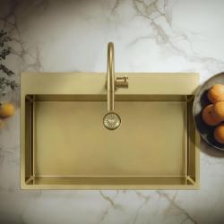 Pure.Sink Comfort Gold Large Sink 75x40cm Tapwing with Faucet Hole PCM7540T-60
