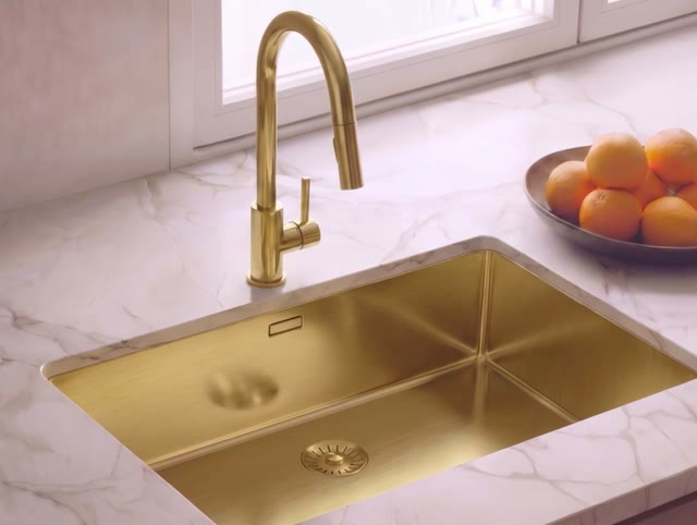 Pure.Sink Comfort Gouden Grote Spoelbak 75x40cm Tapwing met kraanopening PCM7540T-60