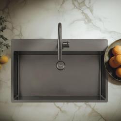 Pure.Sink Comfort Gunmetal Large Sink 75x40cm Tapwing with Faucet Hole PCM7540T-61
