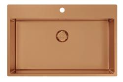 Pure.Sink Comfort Rose Copper Large Sink 75x40cm, Tapwing with Faucet Hole PCM7540T-62