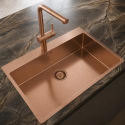 Pure.Sink Comfort Rose Copper Large Sink 75x40cm, Tapwing with Faucet Hole PCM7540T-62