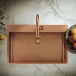 Pure.Sink Comfort Rose Copper Large Sink 75x40cm, Tapwing with Faucet Hole PCM7540T-62