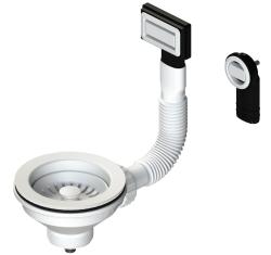 Pure.Sink Universal basket plug set, matte white, sink drain set including round and rectangular overflow WSTMAN-32