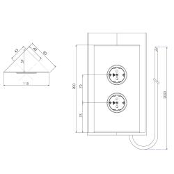 Indux Corner Power strip with 2 sockets, earth connection, copper 1208972279