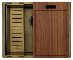 Pure.Sink Luxion PVD Antiek Bronzen spoelbak 50x40 cm onderbouw, vlakinbouw en opbouw met bodemrek PLX5040-64