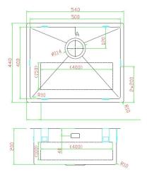 Pure.Sink Luxion RVS spoelbak 50x40 cm onderbouw, vlakinbouw en opbouw  PLX5040-02
