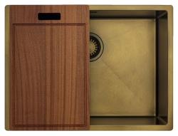 Pure.Sink Luxion PVD Antiek Bronzen spoelbak 55x40 cm onderbouw, vlakinbouw en opbouw  met bodemrek PLX5540-64