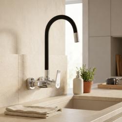 Aquanello Casa Wall-mounted Kitchen Faucet Chrome with High Flexible Spout CR-1301-CS