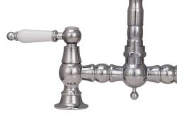 Aquanello Heritage Manor Klassieke Keuken Nostalgische Brug Keukenkraan Chroom met Witte Hendel CR-0010-HM