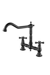 Aquanello Heritage Ascot Classic Black Bridge Faucet BL-0011-HM