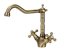 Aquanello Heritage Ascot Klassieke Keuken Nostalgische Keukenkraan Brons met Haakse Uitloop BN-4002-HA