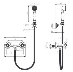 Aquanello Heritage Ascot Klassieke Opbouw Douchekraanset met Sterknoppen Brons inclusief Handdouche BN-2002-HA