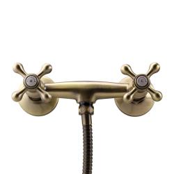 Aquanello Heritage Ascot Klassieke Opbouw Douchekraanset met Sterknoppen Brons inclusief Handdouche BN-2002-HA