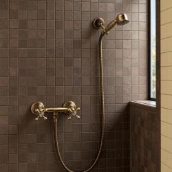 Aquanello Heritage Ascot Classic Surface-Mounted Shower Faucet Set with Star Knobs Bronze including Hand Shower BN-2002-HA