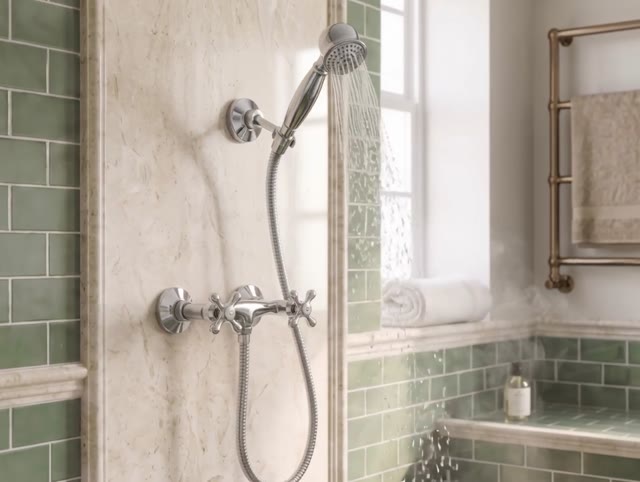 Aquanello Heritage Ascot Klassieke Opbouw Douchekraanset met Sterknoppen RVS inclusief Handdouche NB-2002-HA