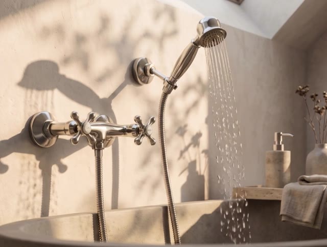 Aquanello Heritage Ascot Klassieke Opbouw Douchekraanset met Sterknoppen RVS inclusief Handdouche NB-2002-HA