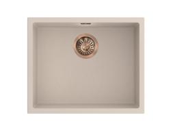 Pure.Sink Eternal Quartz Coffee Cream Spülbecken 50 x 40 cm, Unterbau- und Aufsatzmodell mit Messingstopfen