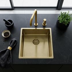 Pure.Sink Comfort PVD Gouden spoelbak 34x40 cm onderbouw, vlakbouw en opbouw PCM3440-60