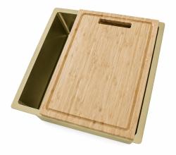 Pure.Sink Comfort PVD Gouden spoelbak 40x40 cm 10mm radius onderbouw, vlakbouw en opbouw PCM4040-60