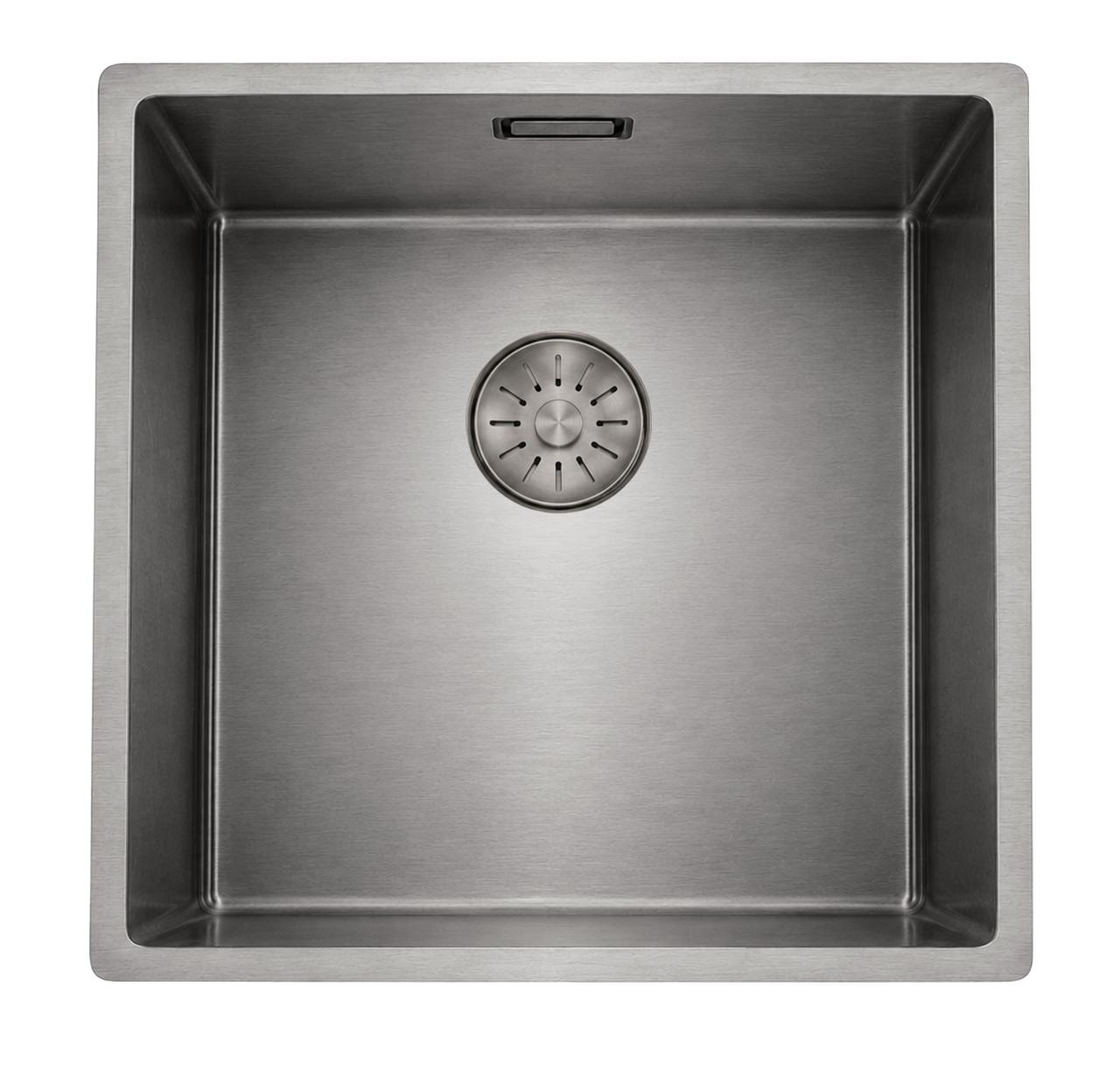 Pure.Sink Comfort PVD Gun metal spoelbak 40x40 cm 10mm radius onderbouw, vlakbouw en opbouw PCM4040-61