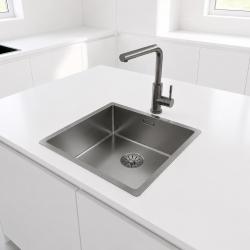 Pure.Sink Comfort PVD Gun metal spoelbak 40x40 cm 10mm radius onderbouw, vlakbouw en opbouw PCM4040-61