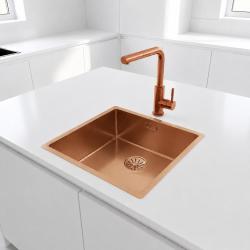 Pure.Sink Comfort PVD Rosé Koper spoelbak 40x40 cm 10mm radius onderbouw, vlakbouw en opbouw PCM4040-62