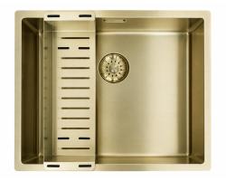 Pure.Sink Comfort PVD Gouden spoelbak 50x40 cm 10mm radius onderbouw, vlakbouw en opbouw PCM5040-60