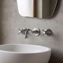 PB klassieke inbouw muurkraan met sterknoppen 16 cm uitloop RVS 1208972895