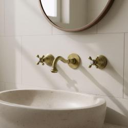 PB Robinet mural encastré classique avec boutons en étoile, bec de 20 cm, bronze 1208972898