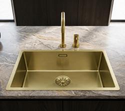 Pure.Sink Comfort grote PVD Gouden spoelbak 70x40 cm 10mm radius onderbouw, vlakinbouw en opbouw  PCM7040-60